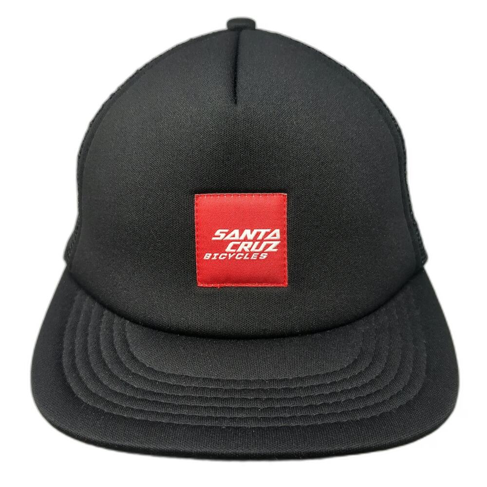 District Santa Cruz Bicycles Trucker Hat Black Red One Size Snapback Mesh Foam